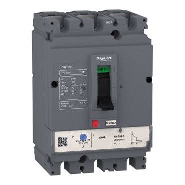 Schneider LV525333 Easypact | EasyPact CVS250F circuit breaker, 36 kA at 415 VAC, 3P 3d, TM-D 250 A trip unit