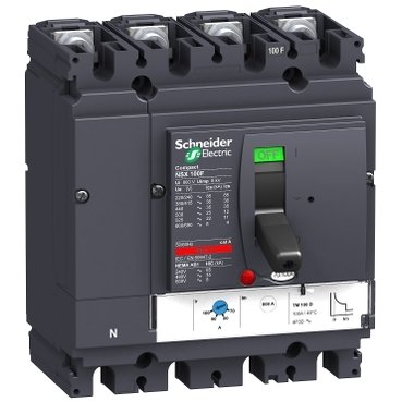 Schneider LV429642 Compact | circuit breaker ComPact NSX100F, 36 kA at 415 VAC, TMD trip unit 63 A, 4 poles 3d