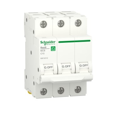 Schneider R9F32310 | Miniature circuit breaker (MCB), Resi9, 3P, 20A, C curve, 4500A (IEC/EN 60898-1)