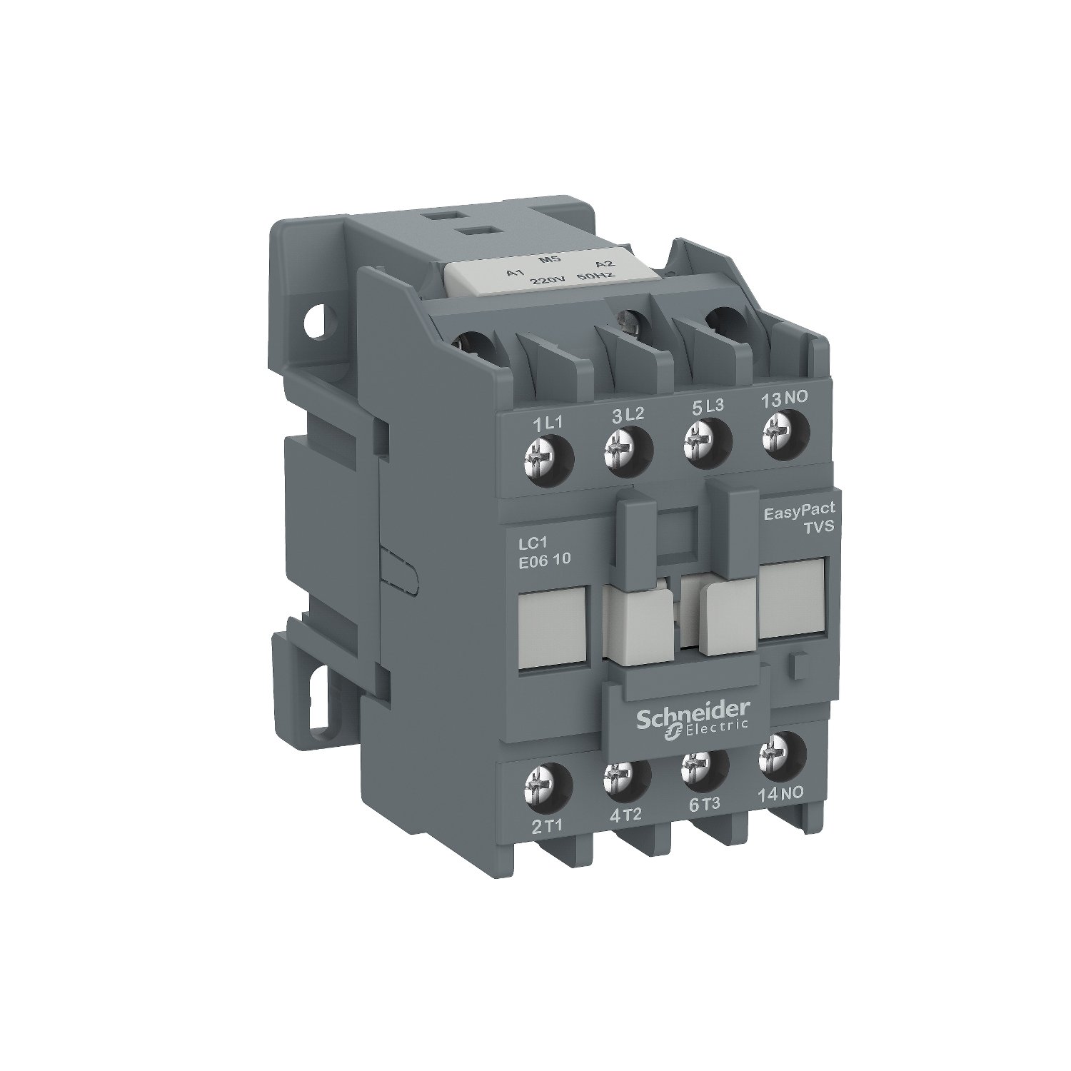 Schneider LC1E1201E7 | Contactor,EasyPact TVS,3P(3NO),AC-3,<=440V,12A,48V AC coil,50/60Hz,1NC auxiliary contact