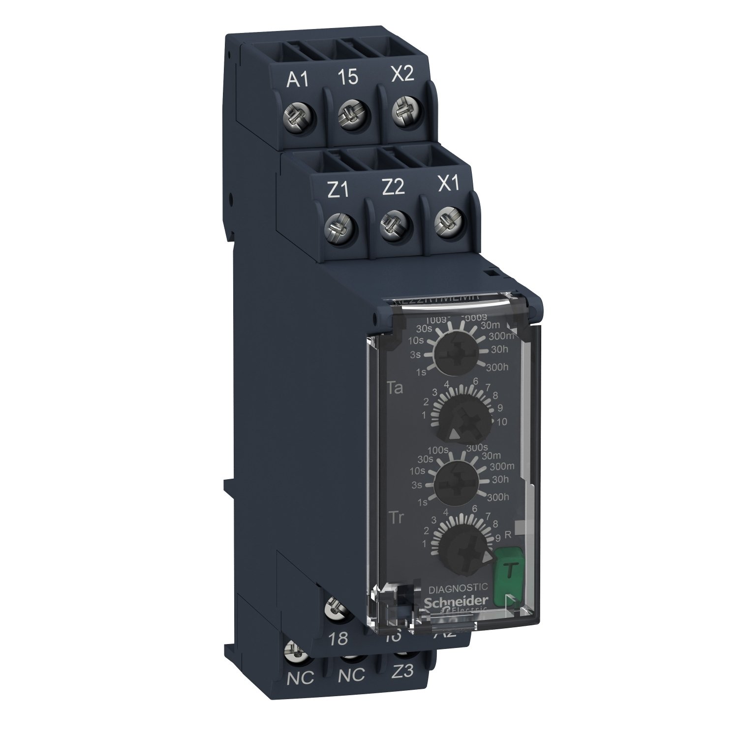 Schneider RE22R1MLMR Relay | Modular timing relay, 8 A, 0.05 s…300 h, 1 CO, asymmetrical flashing, 24…240 V AC/DC