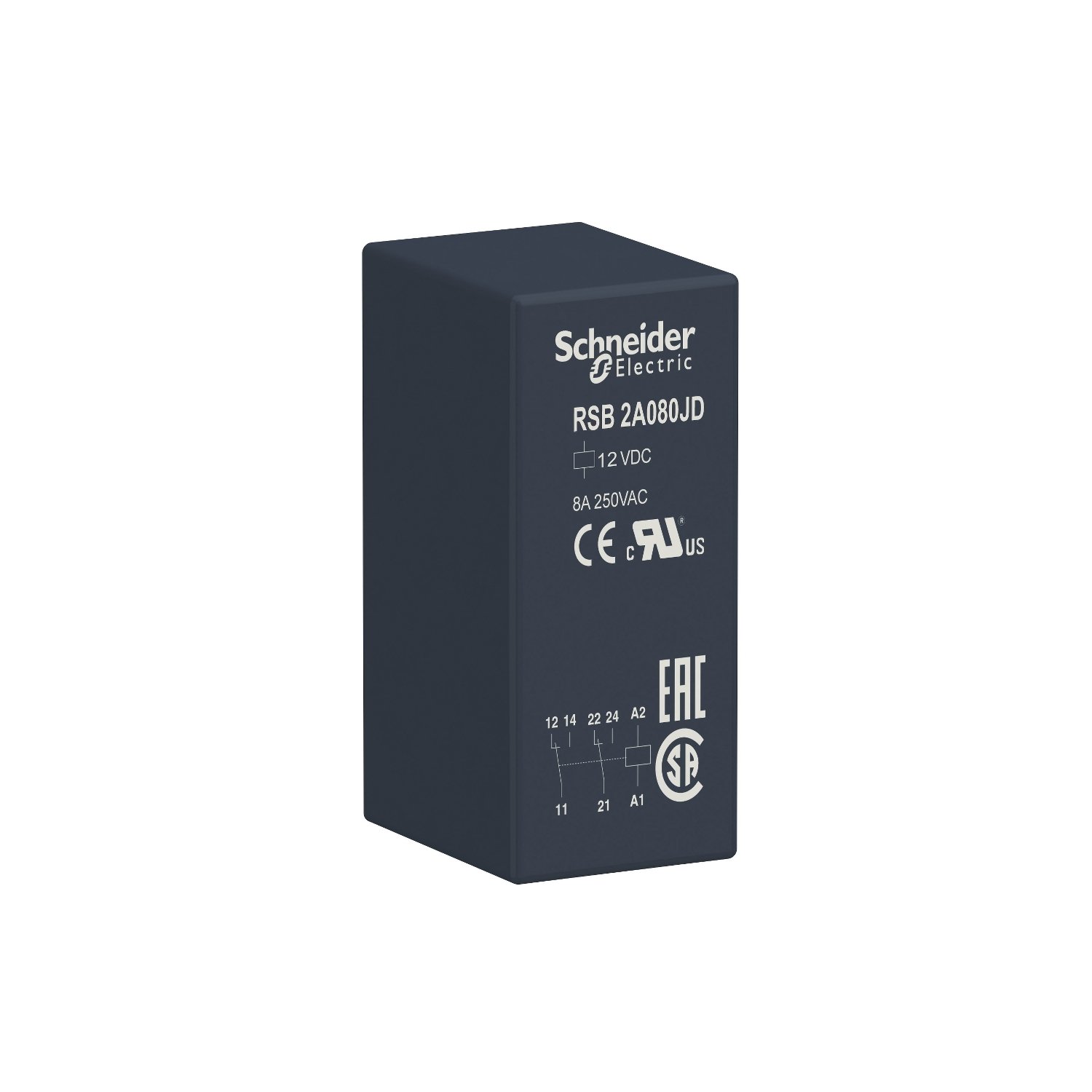 Schneider RSB2A080JD Relay | Interface plug-in relay, 8 A, 2 CO, 12 V DC