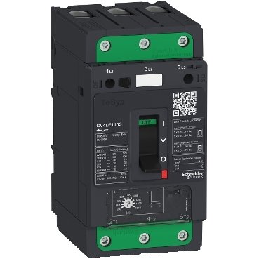 Schneider GV4LE02N | TeSys Deca, Motor circuit breaker, TeSys GV4, 3P, 2A, Icu 50kA, magnetic, EverLink terminals