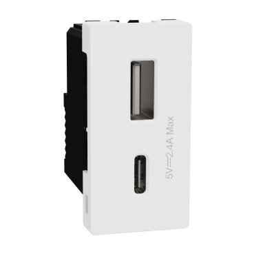 M3TB_USB_AC | USB Type A+C, Miluz E, 2 Port, 2.4A, 12W, 1 Module, White