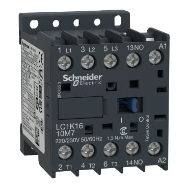 Schneider LC1K1610B7 | TeSys K contactor – 3P – AC-3 <= 440 V 16 A – 1 NO aux. – 24 V AC coil Local distributor code:  402895525