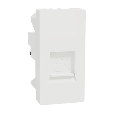 M3TB1_RJ4M | Telephone Outlet, Miluz E, 6 Pin, 4 Wire, mechanism with shutter, white