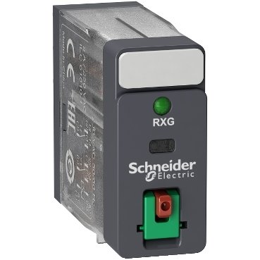 RXG22P7 | interface plug in relay, Harmony Electromechanical Relays, 5A, 2CO, with LED, lockable test but to n, 230V AC